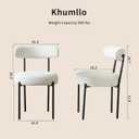 Dining Chairs Set of 2, Boucle Upholstered Modern Mid Century Round Kitchen Chairs with Curved Backrest & Metal Legs for Vanity, Living Room (Black)