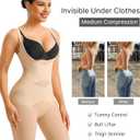 Nebility Tummy Control Shapewear Bodysuits Open Bust Full Body Shapewear Seamless Faja Body Shaper (Medium, Beige)