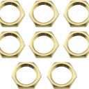 RLECS 8PCS 1/4 Female Thread Brass Pipe Fitting Hexagonal Lock Nut Tap Water Tank Fastening Nuts for Connecting or Fixing Threaded Pipe