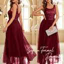 BeryLove Sequin Dress for Woman Vintage A Line Wedding Formal Swing Mesh Dress Sleeveless Cocktail Maxi Gowns (Red, XXL)