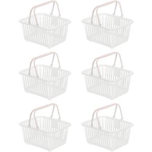 PATIKIL 6PCS Mini Shopping Basket, Small Plastic Basket Mini Storage Basket Grocery Tiny with Handles Organizer Filtered Water for Organizing Toys Eggs Fruits Snacks,White