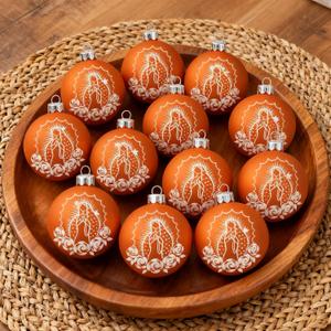 18 Pcs Our Lady of Guadalupe Hanging Ornaments Virgin Mary Christmas Ball 2.36 Inch Plastic Blessed Mother Decorations Nativity Catholic Christmas Religious Christian Ornaments for Xmas