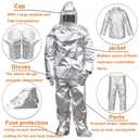 EYCOMTOM Fire Resistant Suit, Anti Thermal Radiation 1000-1200 ℃ Fireproof Coveralls Heat Resistant Aluminized Uniform (Silver, XXXL)