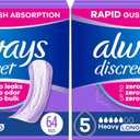 Always Discreet Adult Incontinence Pads for Women, Heavy Absorbency, Long Length, Postpartum Pads, 64 Count (Pack of 2)