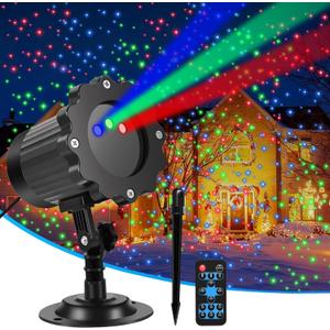 Christmas Laser Lights, Projector Lights Landscape Spotlight RGB Star Show with Christmas Decorative Patterns for Indoor Outdoor Garden Patio Wall