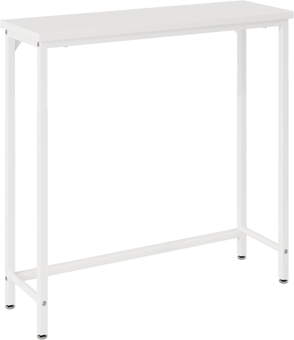 Narrow Entryway Console Table & Sofa Side Table - Industrial Hallway Table for Small Spaces, Behind Couch Table, Multi-Functional Living Room Bedroom Office,White, 29.5" x 9.4" x 29.5"