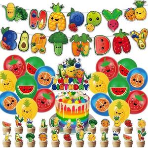 42PCS Summer Fruit Birthday Party Set Supplier, Decorations Party Packs for Balloons, Banner, Cupcake Toppers
