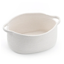 Cute Woven Storage Basket with Handle, Baskets for Gifts Empty, Gift Baskets for Birthday Baby Shower Raffle Burr Fundraiser, Decorative Organizer Box for Baby Toy Pet, 13" D x 8" W x 6" H, Whit 