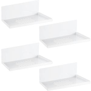 Therwen 4 Pack Magnetic Pegboard Shelves Wall Organizer Metal Pegboard Shelf Steel Tray Accessories Organizing Tools for Craft Home Kitchen(12 x 4.8 x 3.6 Inches,White)