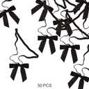 Meseey 50 Pcs 5 Inch Stretch Elastic Loops with Pre-Tied Black Ribbon Bows for Gift Wrapping,Baby Showers, Weddings, Christmas Boxes (5", Black)