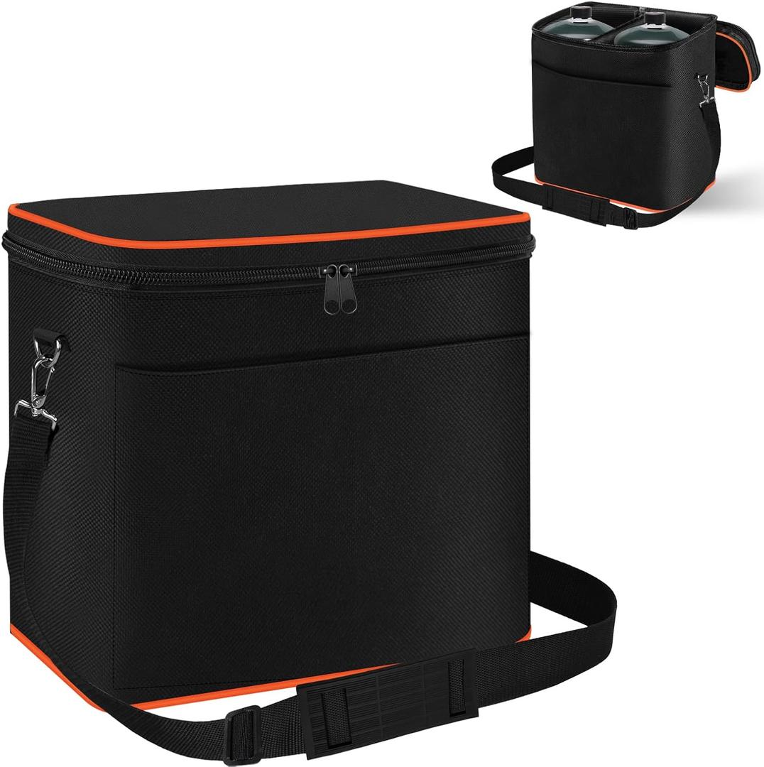 Mini 1LB Propane Tank Storage Bags with Padding, Adjustable Shoulder Strap, Small Camping Fuel Cylinder Carry Bag for 2-Pack Propane Tanks 16 OZ, Refillable Small Propane Gas Canister Bottle Case (Black)