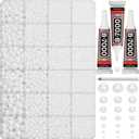 16000Pcs Flatback Pearl Rhinestone for Crafting, Flat Back Pearls and Rhinestones for Crafting, White Half Pearls for Crafts Nail Art with B7000 Glue Clear, 2,3,4,5,6,8,10mm