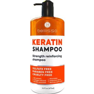 Keratin Enriched Shampoo - Sulfate and Paraben Free - Anti Frizz Treatment for Women and Men  Professional Salon Grade Repair Formula with Silk Protein for Dry, Frizzy Damaged and Color Treated Hair