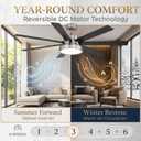 62 Inch Ceiling Fan with Light, Brushed Nickel 7 Blade Reversible DC Fan, App & Remote Control, 3 Color Dimmable LED for Large Living Spaces