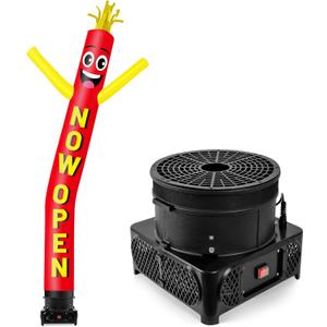 10FT Tall Inflatable Tube Man Now Open Wacky Wavy Dancing Guy with 3/4 HP Weather-Resistant Blower (12''Diameter) for Outdoor Decoration Advertising Business Promotion