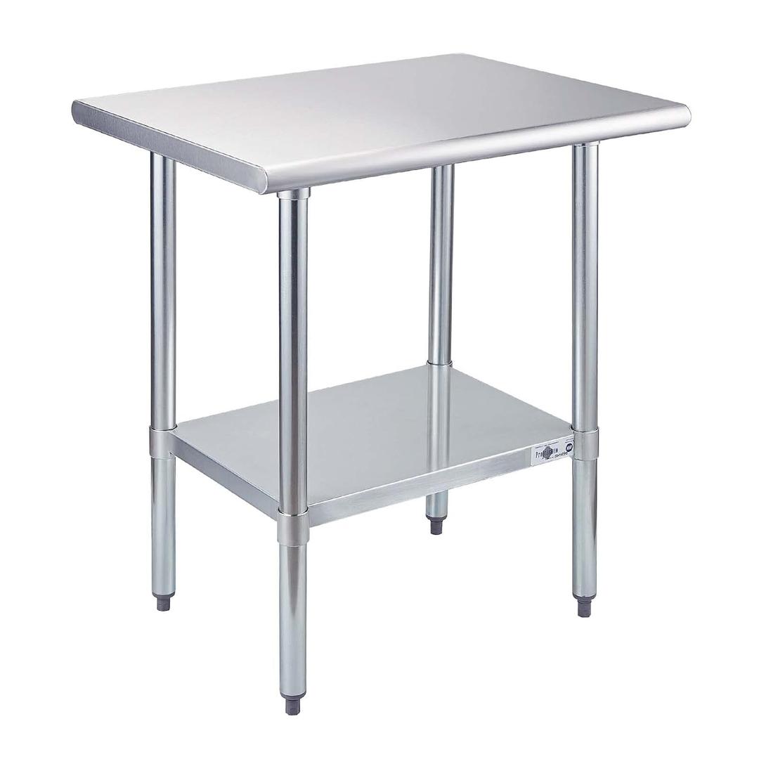 Profeeshaw Stainless Steel Prep Table 30x24 Inch NSF Commercial Work Table with Undershelf Heavy Duty Table for Kitchen Restaurant Home Hotel (24''x30'', No Backsplash)