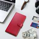 SUANPOT Compatible with iPhone 17 Pro 6.3" Wallet case with RFID Blocking Credit Card Holder,Flip Book PU Leather Protective Cover Men Women for Apple 17 Pro Phone case Red Color