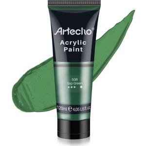 Artecho Green Acrylic Paint, Sap Green Paint (120ml / 4.05oz) Tubes, Art Craft Paints for Canvas, Rock, Stone, Wood, Fabric, Art Supplies