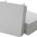 Outdoor Chair Cushions, Water-Resistant & Fade-Resistant, Patio Furniture Square Seat Replacement Chair Pads with Ties, Removable Cover, Non-Slip Bottom, Set of 4, 19 x 19 Inch, Light Grey