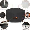 Fire Pit Cover,Outdoor Heavy Duty 600D 100% Waterproof Fire Pit Cover Round,Weatherproof Firepit Covers Round 36" Dia x 24" H,Black