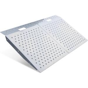 VNN 29" x 48" Shed Ramp for Riding Mower & Lawn Equipment | 1500 LB Capacity Anti-Slip Punch Plate Ramp for ATV, Motorcycles, Garages & Barns (2PC, Aluminum)