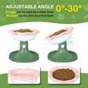 Adjustable Ceramic Elevated Cat Bowls, 30° Tilted Raised Cat Bowls, Neck Protection, Whisker-Friendly, Leak Proof for All Age Cats & Dogs, Lace (Pinkish Green)