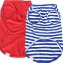 Dog Shirts for Small Dogs Boy Girl 2 Pack Stretchy Lightweight Spring Calm Puppy Clothes Breathable Tshirts for Medium Dogs Red and Blue Size S for Christmas