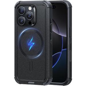 ESR for iPhone 16 Pro Phone Case, 23ft Military-Grade Drop Protection, Shock-Absorbing Rugged Cover, MagSafe Accessories Compatible, Cyber Series, Black