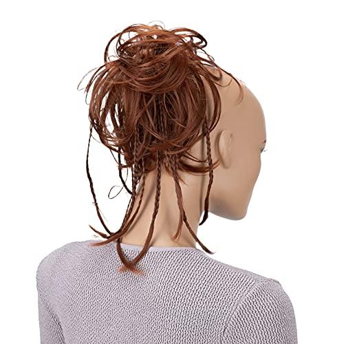 CAISHA Jumbo Scrunchie Braided Updo Wavy Messy Bun Hairpiece Copper Brown G14D