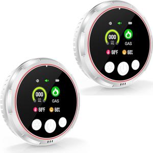 2 Pack 4-in-1 Carbon Monoxide Detectors &Natural Gas Leak Detector, Portable Carbon Monoxide Detectors Plug in & Battery Backup - Hotel and Travel Safety, RV, Home (WhiteCo+Gas+Smoke)