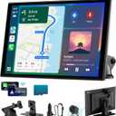 11'' Wireless CarPlay & Android Auto Screen for Car, Full Laminated HD Touchscreen, 4K Dash Cam, 1080P Rear Camera, 5GHz WiFi, Bluetooth 5.0, FM/AUX, Phone Mirroring, Voice Control, 64GB Card Included