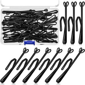 70 Pieces Metal Curtain Hooks Slip on Drapery Hook Shower Curtains Hooks Stainless Steel Drapery Pins and Hook for Window Door Curtain and Bathroom (Black)