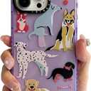 Case for iPhone 16, Purple Cute Puppy Dog Animal Print Girly Design Kawaii Aesthetic Cartoon Pattern for Women Girls Teens Soft TPU Phone Case,6.1"