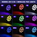 Rechargeable Par Lights Uplights RGBWA+UV 6-in-1 LED Battery Powered Stage Lights with Remote & DMX Control, Sound Activated for Festivals, Weddings, Bars, Churches, DJ