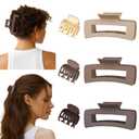 6-Pack Hair Clips for Women, 3 Large Square and 3 Mini Claws, Strong Hold for Thick and Thin Hair (Neutral Colors 01)