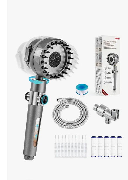 Ion Drops Filtered Shower Head with Handheld, High Pressure Water Flow Showerhead, with Shower Head Filter for Hard Water Boosting, with ON/OFF Switch and Rotatable Head