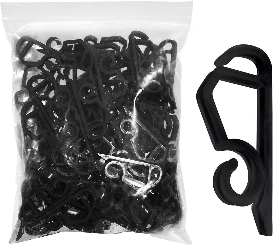 UNOONE Christmas Light Clips - Black Hooks for Outdoor String Lights- Gutter Clips for Hanging Outdoor Lights - Holiday Light Slips for Halloween Christmas - 100 Pack (Black)