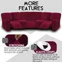 ULTICOR 7-Piece L Shape Sectional Recliner Sofa Covers, Velvet Stretch Reclining Couch Covers for Reclining L Shape Sofa, Thick, Soft, Washable (Burgundy - Wine, L Shape 5 Seat Recliner Cover)