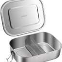 Stainless Steel Bento Box with 4 Compartments,1400ml Large & Thickened Metal Lunch Box for Adults,Eco-friendly Leak-Proof Container with Lockable Clips