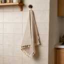 100% Linen Hand Towels 2 Pcs, 16x40 Inch Boho Decorative Kitchen Towels with Short Edge Tassel, Absorbent Soft Guest Bathroom Tea Dish Towels, Farmhouse Sink Towel Set