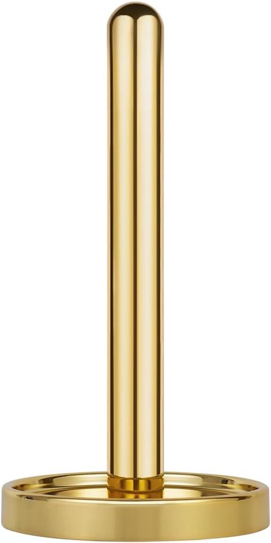 Ivilon Paper Towel Holder Stand - Steady and Easy Tear - Fits All Paper Towel Rolls - Gold Polished