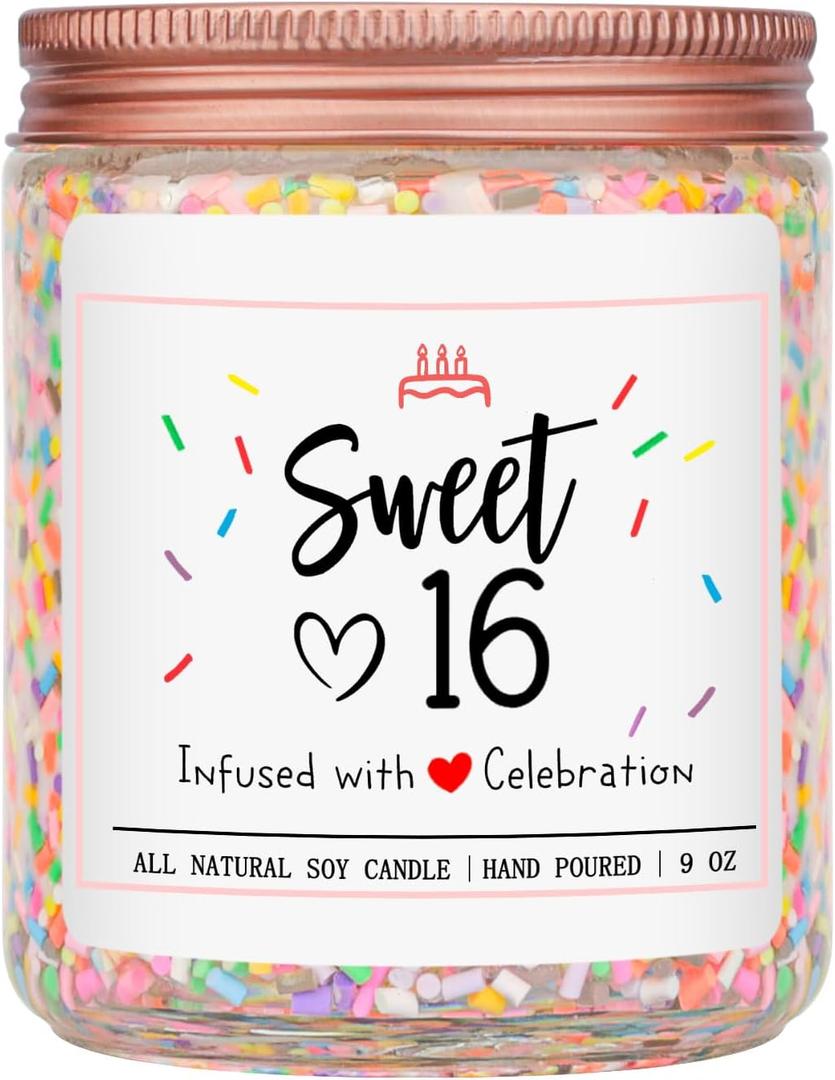 Homsolver Sweet 16th Birthday Gifts for Girls, Vanilla Cream Scent Best Ideas Birthday Presents for Daughter, Friends, Sister, Handmade Aromatherapy Candle Birthday's Decorations for Girls