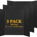 AKONEGE 6PCS Small Trifold Poster Board, 21 x 14 Inches Black Corrugated Cardboards Mini Tri Fold Poster Boards for School Projects, Science Fair, Business Presentations, Exhibitions, Event Display