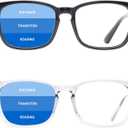 TIJN Progressive Multifocus Reading Glasses for Women Anti Blue Light Blocking Readers Vintage Square Nerd Eyeglasses (04-(2pack)black+transparent)