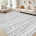 cotiled 10x14 Area Rug Living Room: Washable Boho Rugs with Non Slip Backing Large Soft Indoor Stain Resistant Carpet for Bedroom Farmhouse Dining Room Lightweight Home Decor Cream Grey