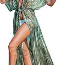 CUPSHE Kimono Swimsuit Coverup for Women Open Front Striped Maxi Cardigan Beach Cover Up XL