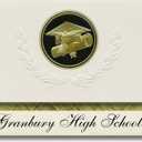 Granbury High School (Granbury, TX) Graduation Announcements, Presidential style, Basic package of 25 Cap & Diploma Seal. Black & Gold.