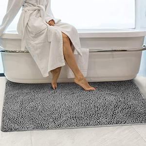 Secura Bathroom Rugs, 48 x 32 Inches, Extra Soft & Thick, Absorbent Water Bath Mat, Machine Washable Non-Slip Bath Mats for Bathroom, Shower, and Tub, Home Decor Accessories (Gray)