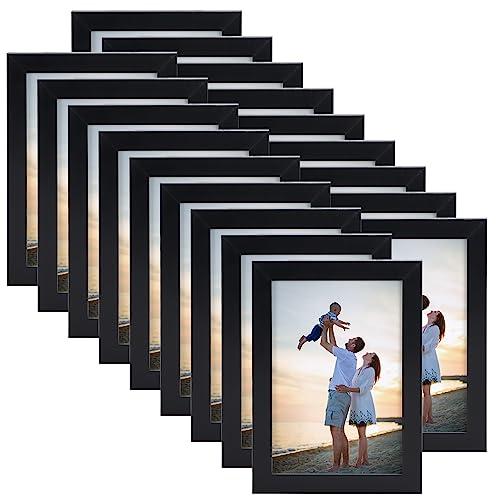 Hoikwo 18 Packs 3.5x5 Black Multi Plastic Picture Frames Set with Plastic Cover for Family Photos, Artwork, Light Weight Bulk Frames Pack for Wall Hanging and Table, Stylish Picture Frames