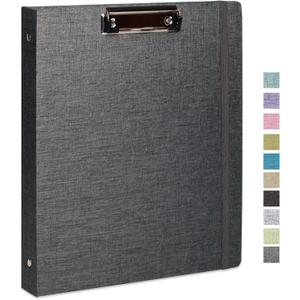 Cherrich Three Ring Binder with Clipboard, Linen Cover Clipboard Binder 1 Inch for 8.5" x 11" Paper, 2 Interior Pockets Paper for Organization of School, Business and Home